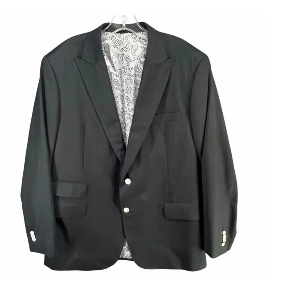 Elevee Bespoke Scabal Wool Sport Coat Jacket Approx 44R Surgeon Cuffs Peak Lapel